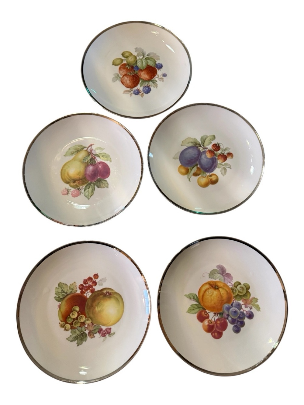 Vintage PT Bavaria Tirschenreuth Fruit Plates Set of 5 Germany